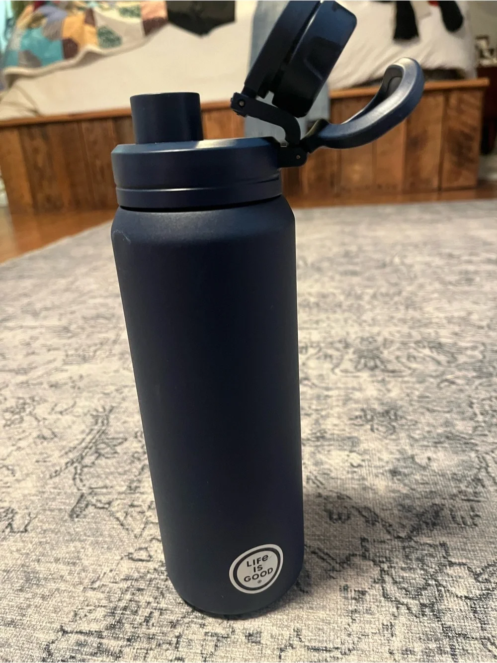 Life Is Good Daisy 26 ounce wide mouth stainless steel water bottle